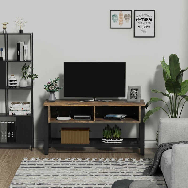 HOMCOM TV Stand for TVs up to 45 Inches, Industrial TV Table with Open Shelves for Living Room, 50.5 x 100 x 40 cm, Brown