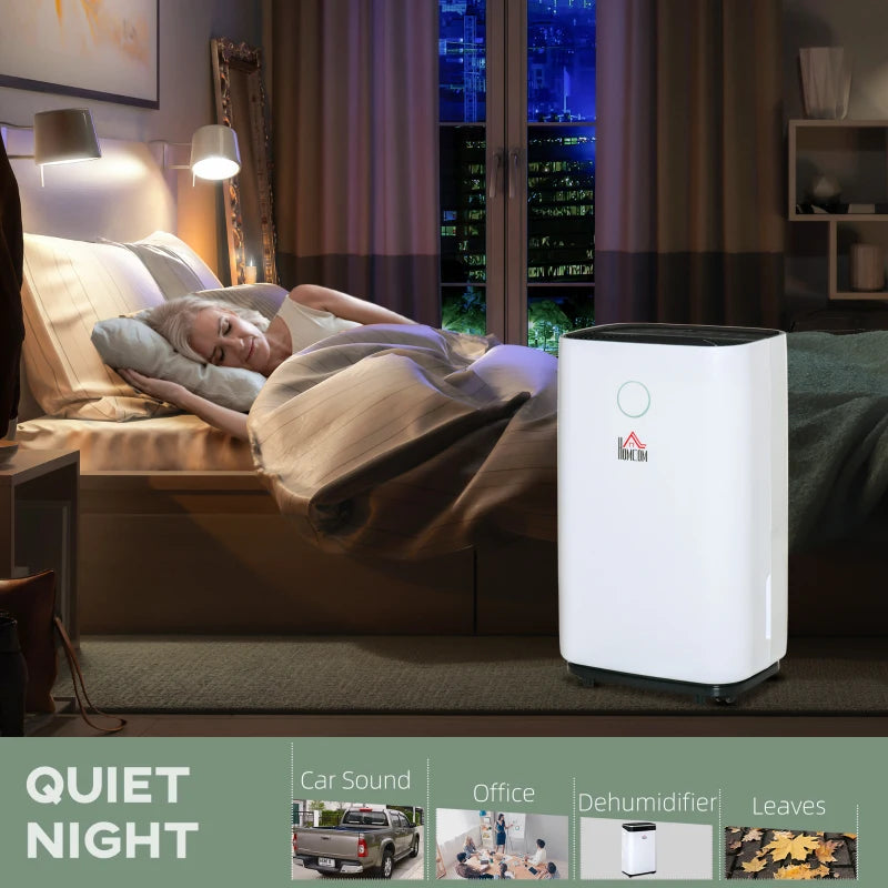 HOMCOM 20L/Day Portable Dehumidifier for Home, with LED Screen, Sleep Mode, 24H Timer, Electric Air Dehumidifier for Damp Laundry Bedroom Basement