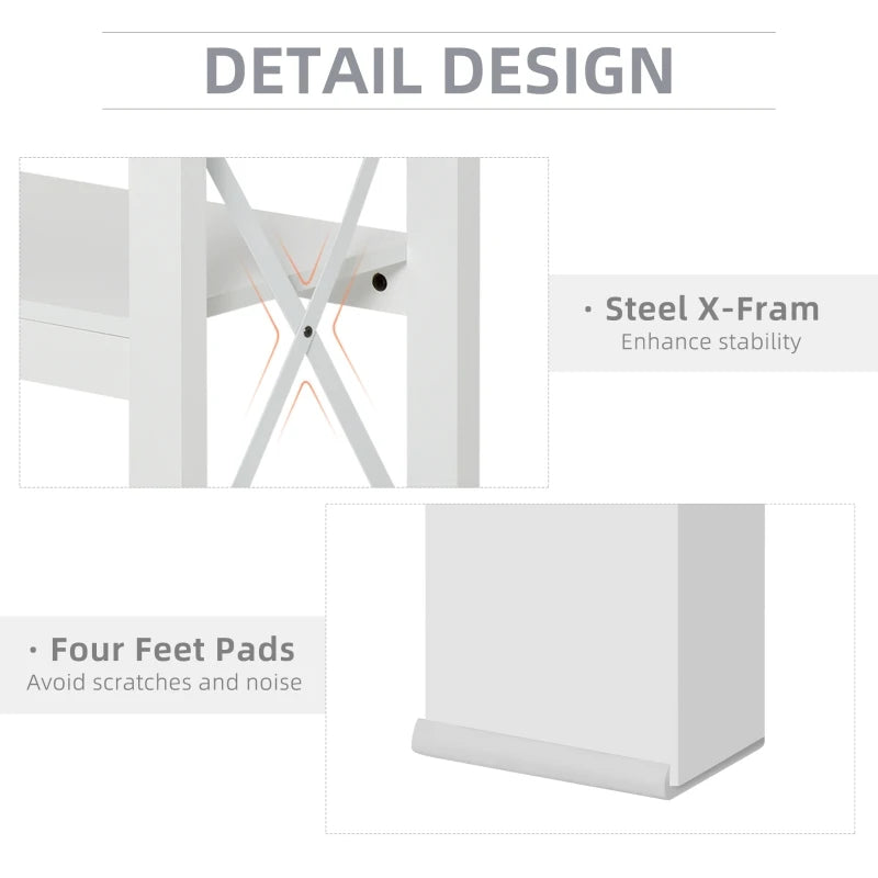 HOMCOM Entryway Console Sofa Table with 2 Drawers and Storage Shelves,Steel X-Frame, White