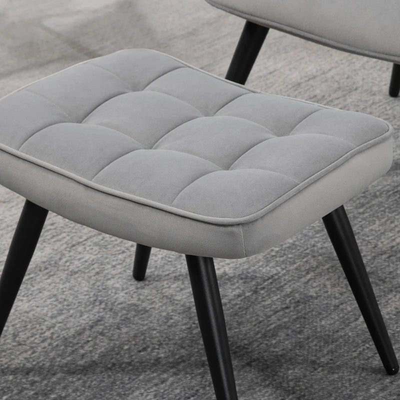 HOMCOM Lounge Chair with Ottoman Armchair with Footstool, 2-Piece Set, Gray