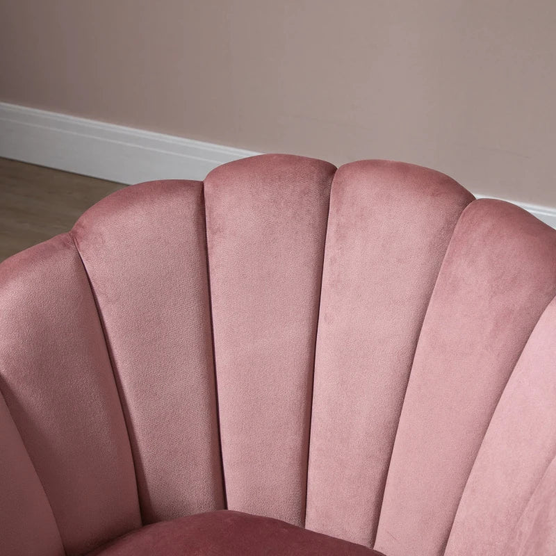 HOMCOM Dining Chair Kitchen Chair Armchair with Backrest Living Room Chair Polyester Rubberwood Pink 66 x 66 x 78.5 cm