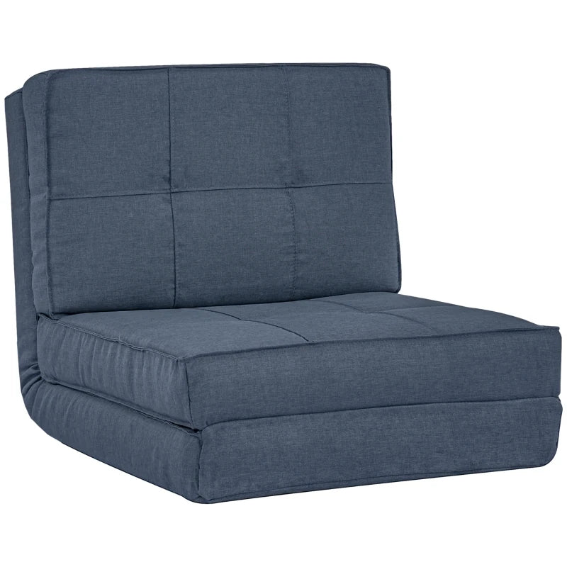 HOMCOM Floor Sofa Folding Sleeper Chair Floor Seat 5-position Adjustable Folding Chair Sleeper Sofa Bed Single Sofa Dark Blue 61 x 73 x 58 cm