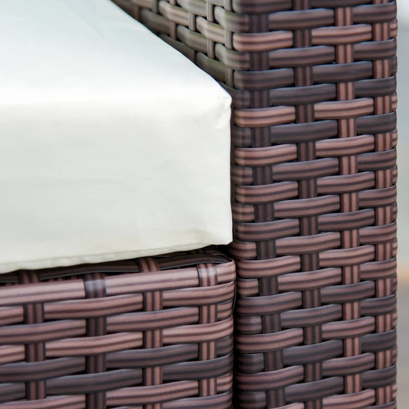 Outsunny 6 Pieces Outdoor Rattan Corner Sofa Set - Patio Aluminium Frame with All-Weather Wicker Conversation Furniture, Coffee Table & Cushions, Cream White