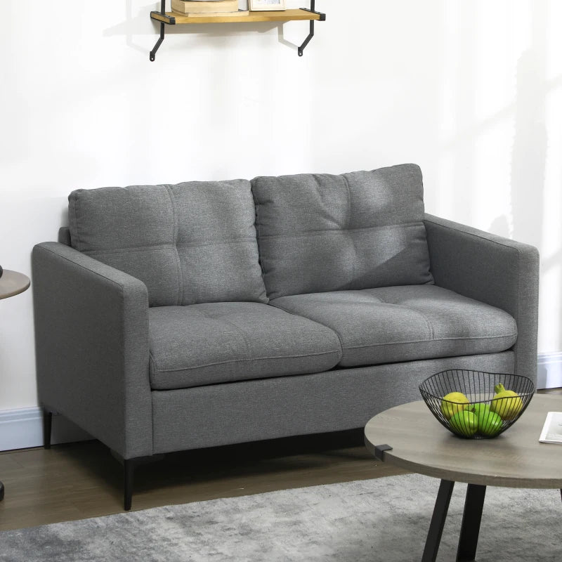 HOMCOM Two-Seater Sofa, with Steel Legs - Grey