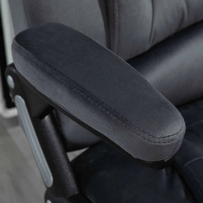 Vinsetto Massage Office Chair Recliner, Ergonomic Gaming Heated Home Office Padded & Swivel Base, Velvet-Feel Fabric, Grey