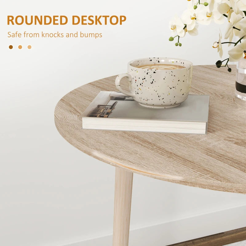 HOMCOM Folding Dining Table for 4, Round Drop Leaf Table, Modern Space Saving Small Kitchen Table with Wood Legs for Dining Room, Natural