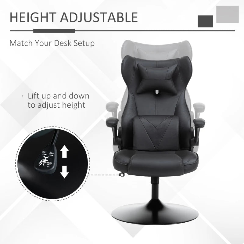 Vinsetto Swivel Video Game Chair Rocker Racing Style Office lesuire Chair Ergonomic Rocking Office Chair with Pedestal Base, Adjustable Armrest and Headrest