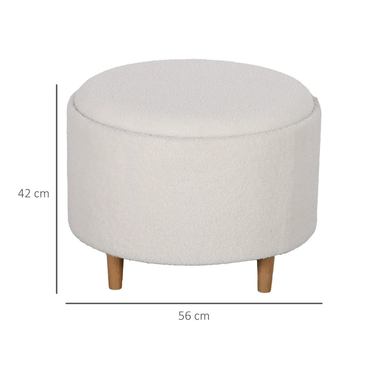 HOMCOM Ottoman Upholstered Ottoman, Teddy Fleece, Hidden Storage, Reversible Lid, 56 cm x 56 cm x 42 cm, White