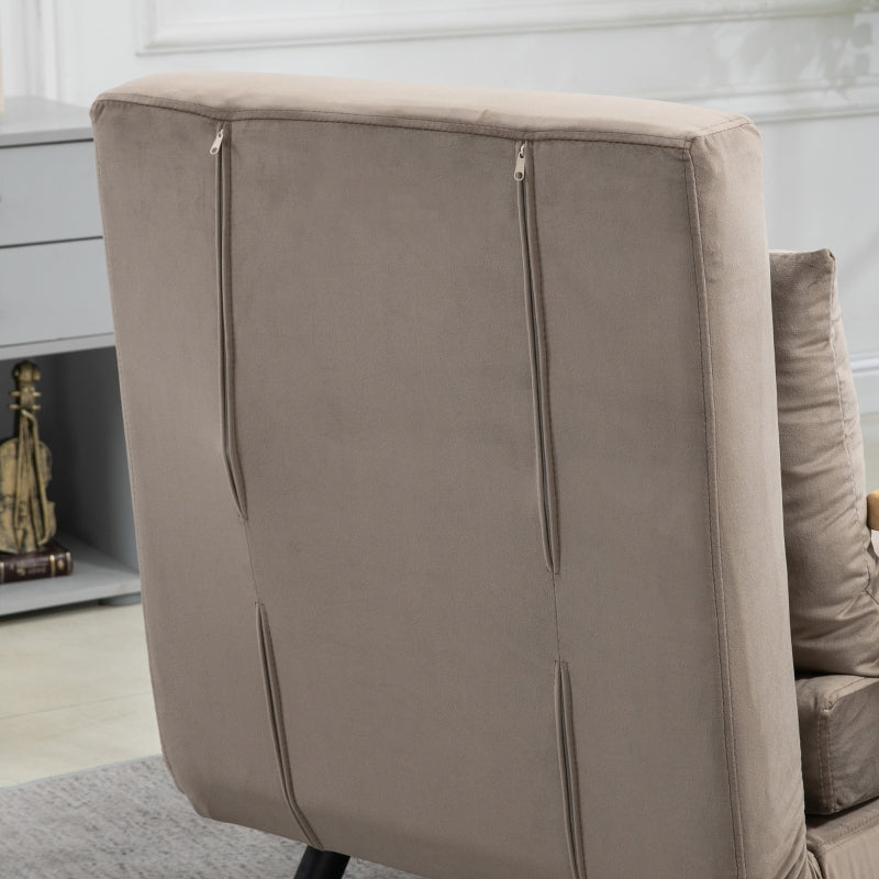 HOMCOM Sleeper Chair, Guest Bed, Adjustable Backrest, up to 120 kg, Steel Frame, 63x73x81cm, Light Brown