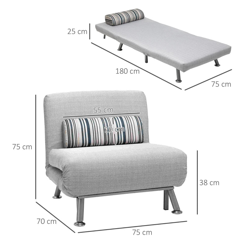 HOMCOM Futon Sofa Bed 1 Person Sleeper Foldable Portable Pillow Lounge Couch Furniture