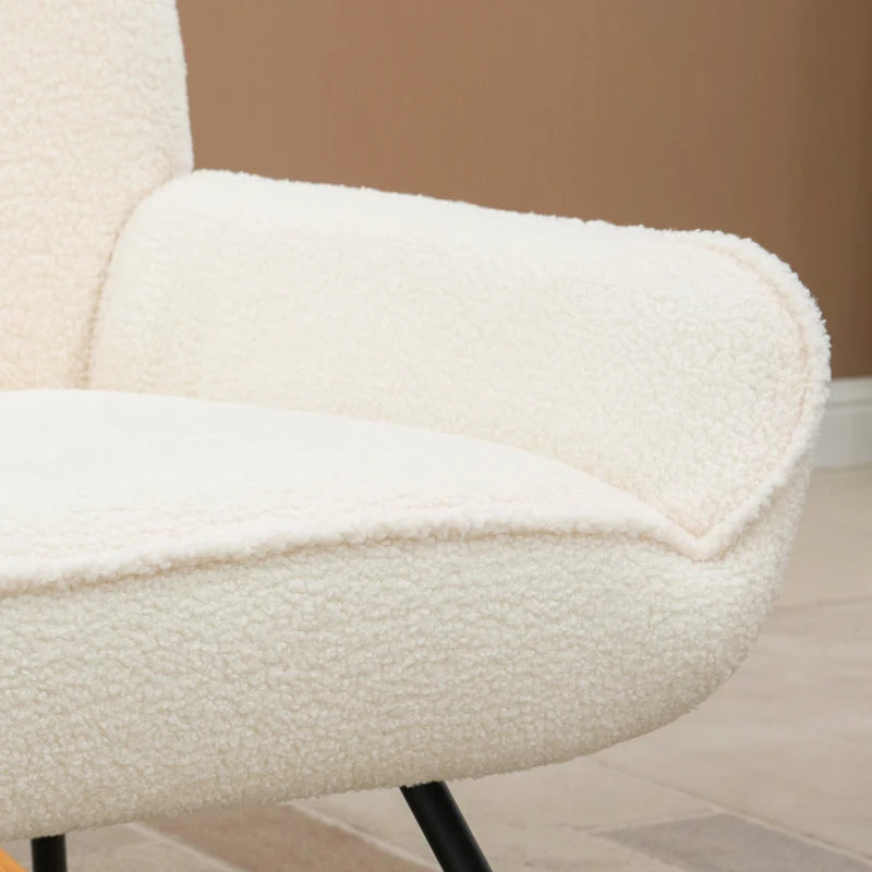 HOMCOM Rocking Chair with Sherpa Fleece 63 cm x 95cm x 97 cm Natural + Cream