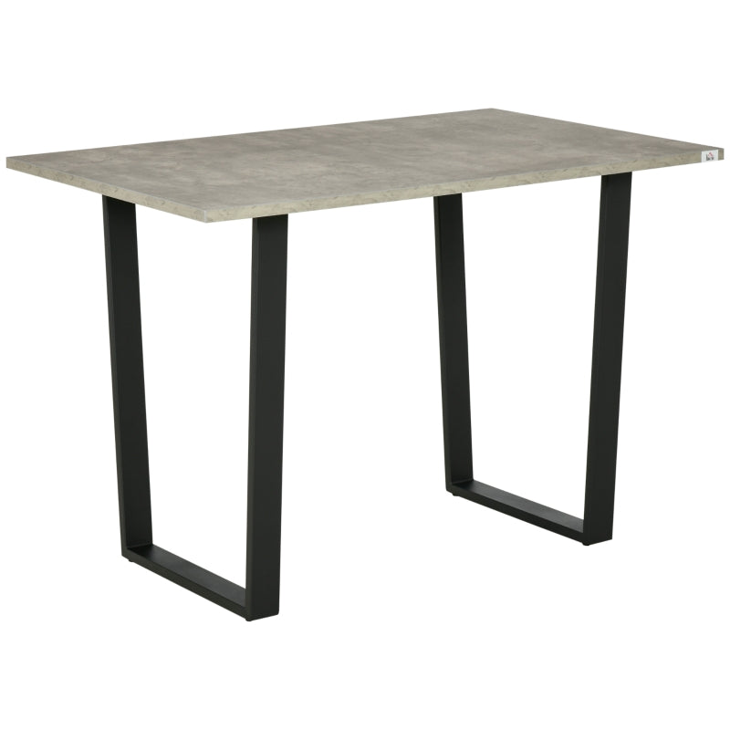 HOMCOM Contemporary Dining Table for 4 People, Marble Effect Rectangle Kitchen Table Breakfast Desk with Metal Sled Legs, Light Grey