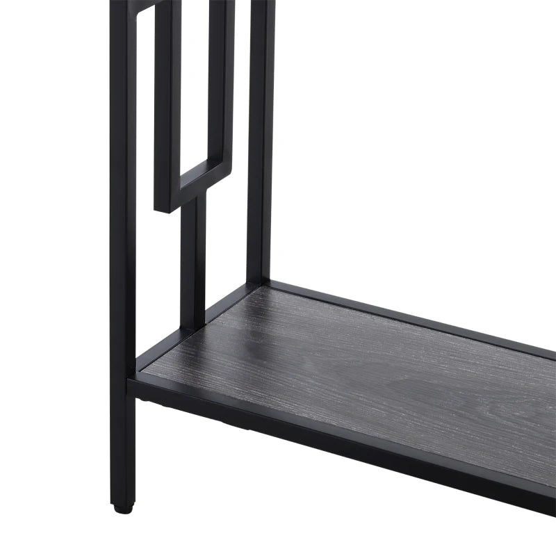 HOMCOM Industrial Console Table with Storage Shelf, Narrow Hallway Dressing Desk with Metal Frame for Living Room, Bedroom, Grey and Black