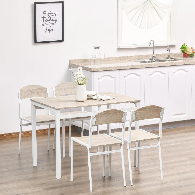 HOMCOM 5Pcs Wooden Dining Set Table Chairs Kitchen Home Furniture