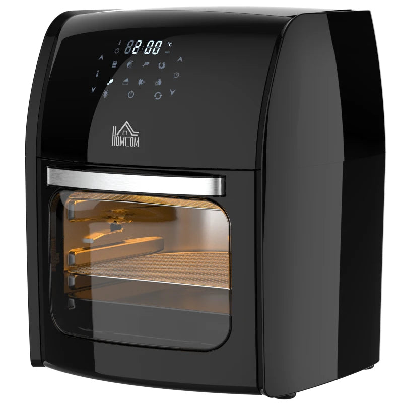 HOMCOM 1800W 8 in 1 Multifunctional Digital Air Fryer Oven with Roast, Broil, Bake, Dehydrate, Air Fry, 8 Presets, Rapid Air Circulation and 60-Minute Timer, 12L, Black