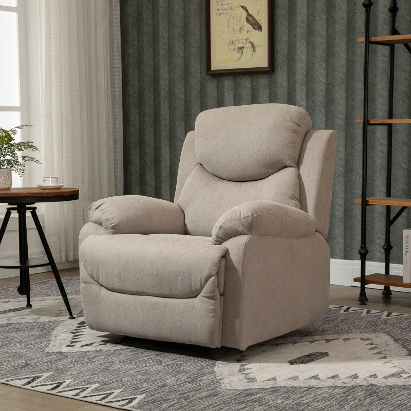HOMCOM Manual Recliner Armchair, w/Metal Base Upholste Chair w/ArmrestAccent Chairfor Bedroom Dorm OfficeBeige