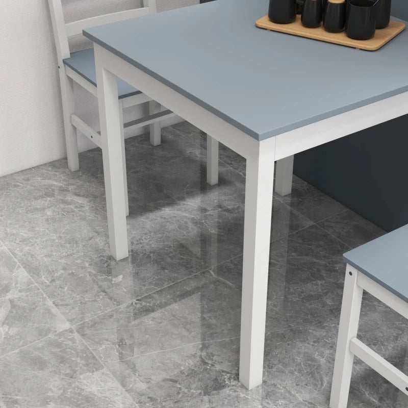 HOMCOM Dining Group for 2 People, 2 Chairs, 1 Table, Pine Wood, White + Gray