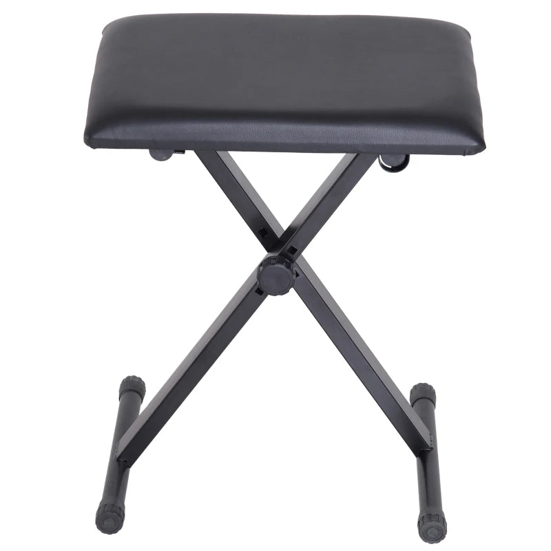 HOMCOM Foldable Keyboard Stool Padded Seat X Frame Chair Adjustable Height Piano Bench Black