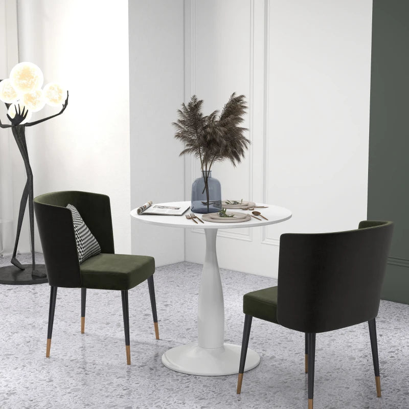 HOMCOM Round Dining Table, Modern Dining Room Table with Steel Base, Non-slip Foot Pad, Space Saving Small Dining Table
