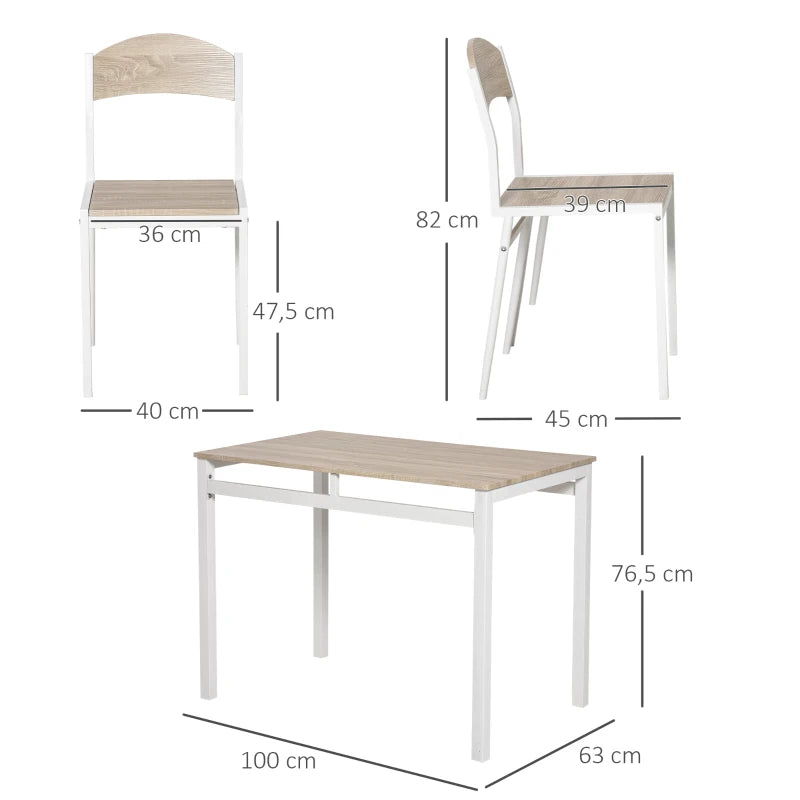 HOMCOM 5Pcs Wooden Dining Set Table Chairs Kitchen Home Furniture