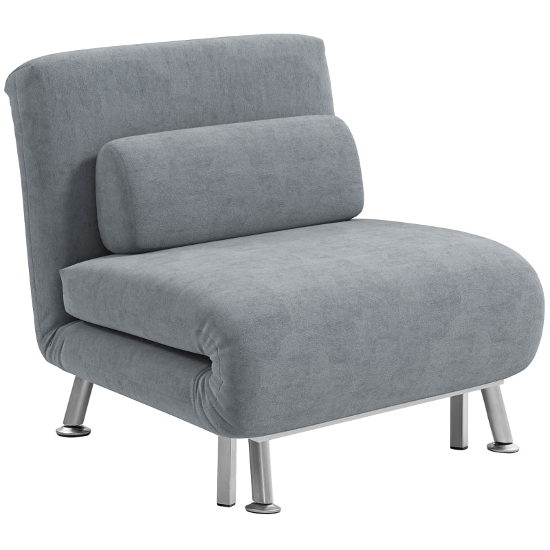 HOMCOM Adjustable Back Futon Sofa Chair - Grey