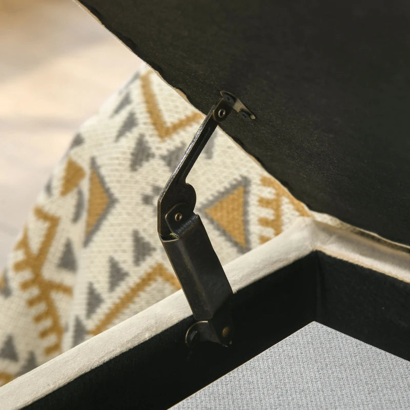 HOMCOM Storage Bench with Upholstered Seat, Decorative Button Tufting, Flannel Look, Gold-tone Steel Legs, 110 x 47 x 46.5 cm