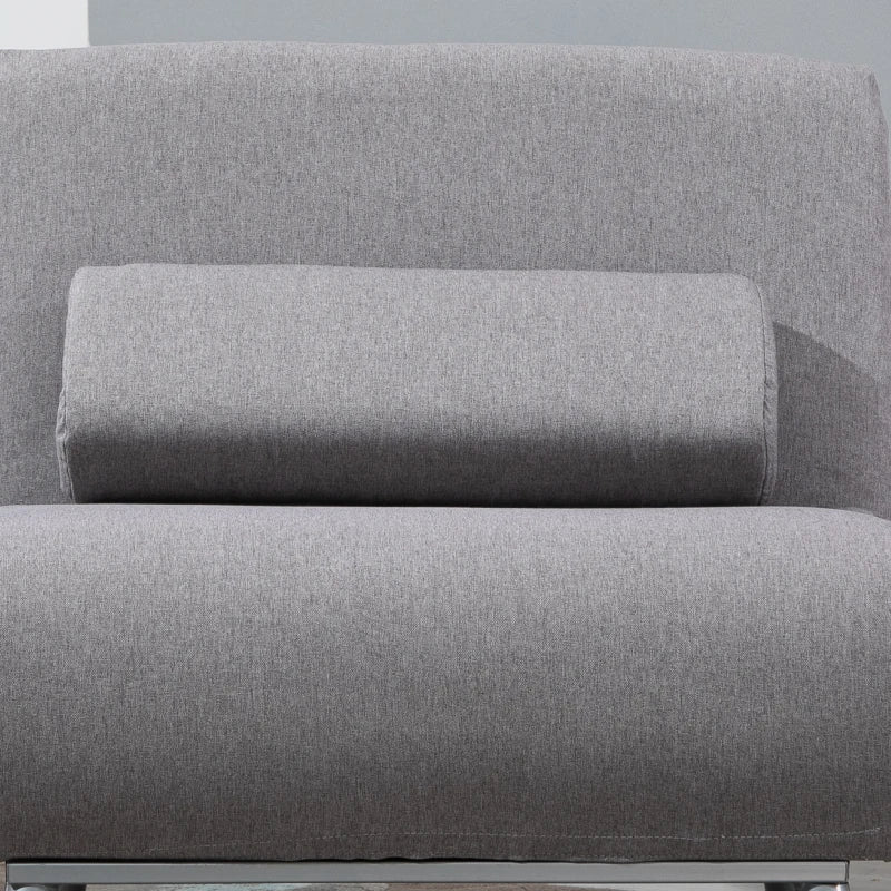 HOMCOM Linen Upholstered Elevated Single Sofa Bed Grey