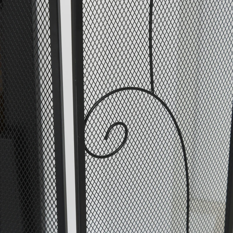 HOMCOM 3-Panel Metal Fireplace Mesh Screen Home Foldable Steel Spark Guard Decoration, Black
