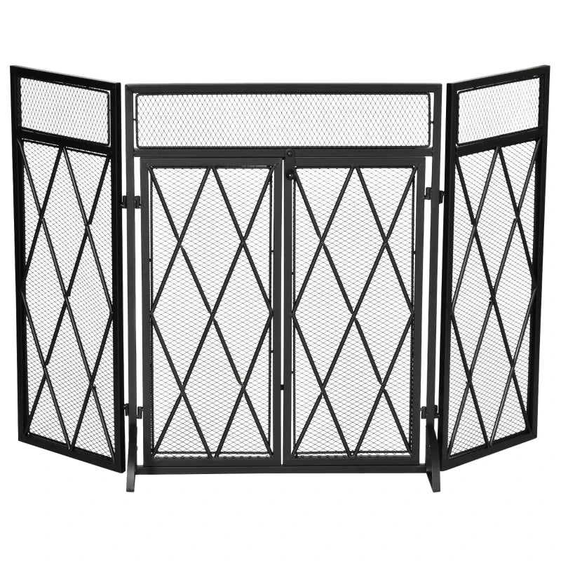 HOMCOM Spark Protection Screen Spark Protection, Foldable, 3-Piece, 120 cm x 79 cm, Black