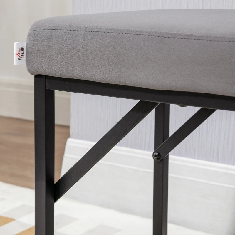 HOMCOM Upholstered Bench with Cushion, Shoe Bench, Hallway Bench, incl. Padding, Dark Gray + Black