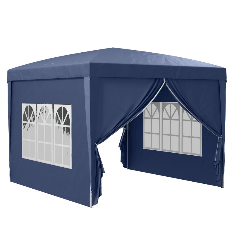 Outsunny 3 x 3(m) Pop Up Gazebo, Water and UV Resistant Party Tent Camping Canopy Marquee with Carry Bag, Blue