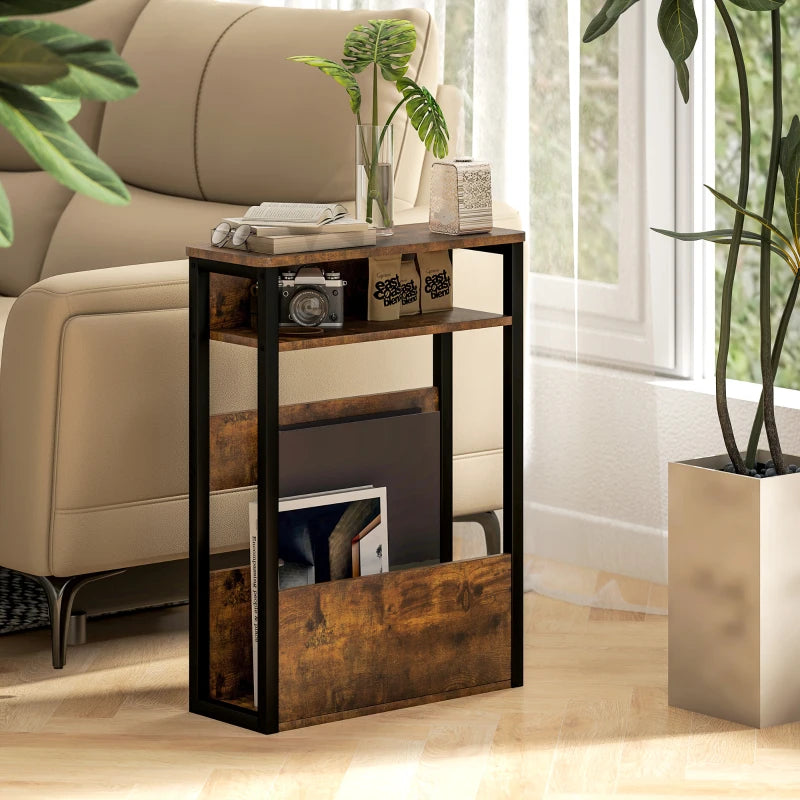 HOMCOM Industrial-Style Side Table - Black/Brown