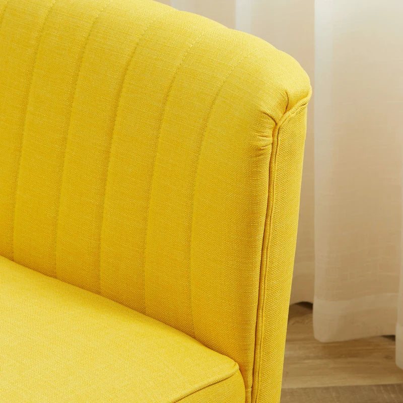 HOMCOM 2-Seater Sofa, Soft Padding, Easy-care Cover, up to 150 kg, 117 x 56.5 x 77 cm, Yellow