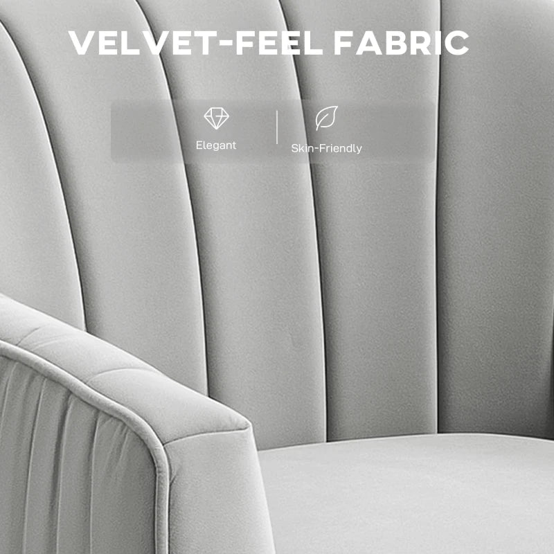 HOMCOM Velvet-Feel Shell Back Accent Chair - Grey