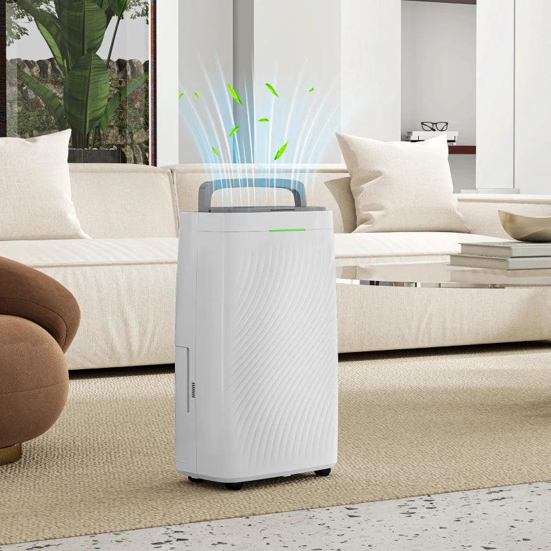 HOMCOM 16L/Day Dehumidifier with Activated Carbon Air Filter, Continuous Drainage, 5.5L Water Tank, 24H Timer, Humidity Light, Dehumidifier for Home Damp, Bedroom, Condensation, Mould, Laundry Drying
