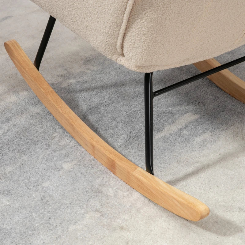 HOMCOM Retro Design Rocking Chair, Solid Wood, Rocking Chair, 71 cm x 92 cm x 101 cm, Cream White