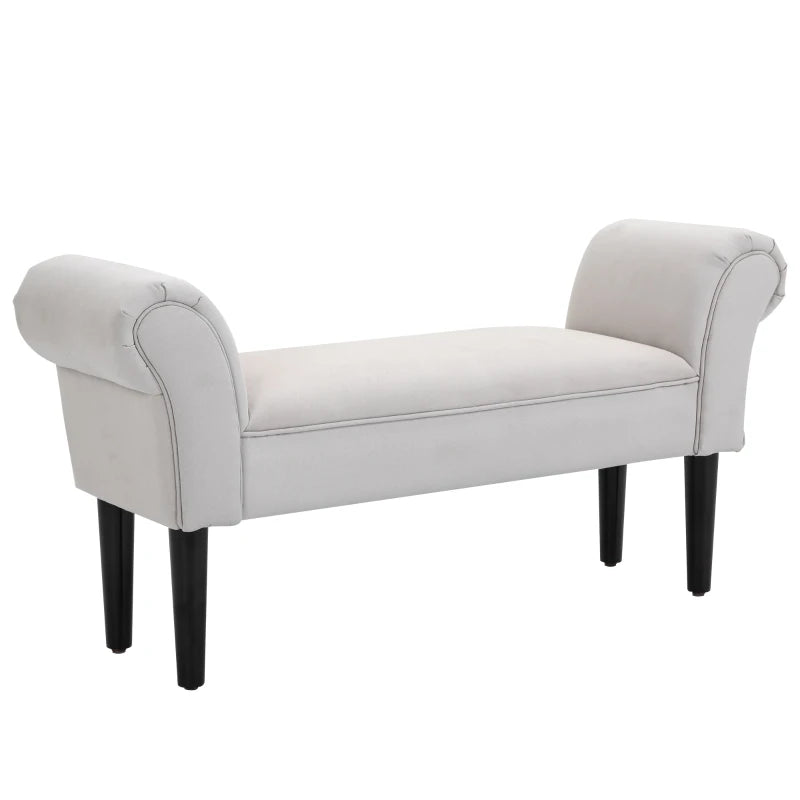 HOMCOM Bed Bench, Upholstered Bench, Seating Bench, Hallway Bench for Bedroom, Holds up to 130 kg, Sailcloth, Gray, 102 x 36 x 51 cm