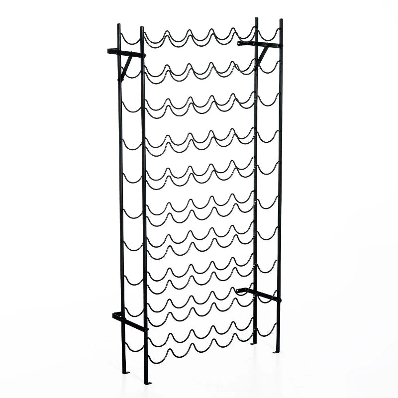 HOMCOM Wine Holder Rack with 10 Tier 60 Bottles Storage Ideal Bar Display in Black 63 x 20.5 x 118cm