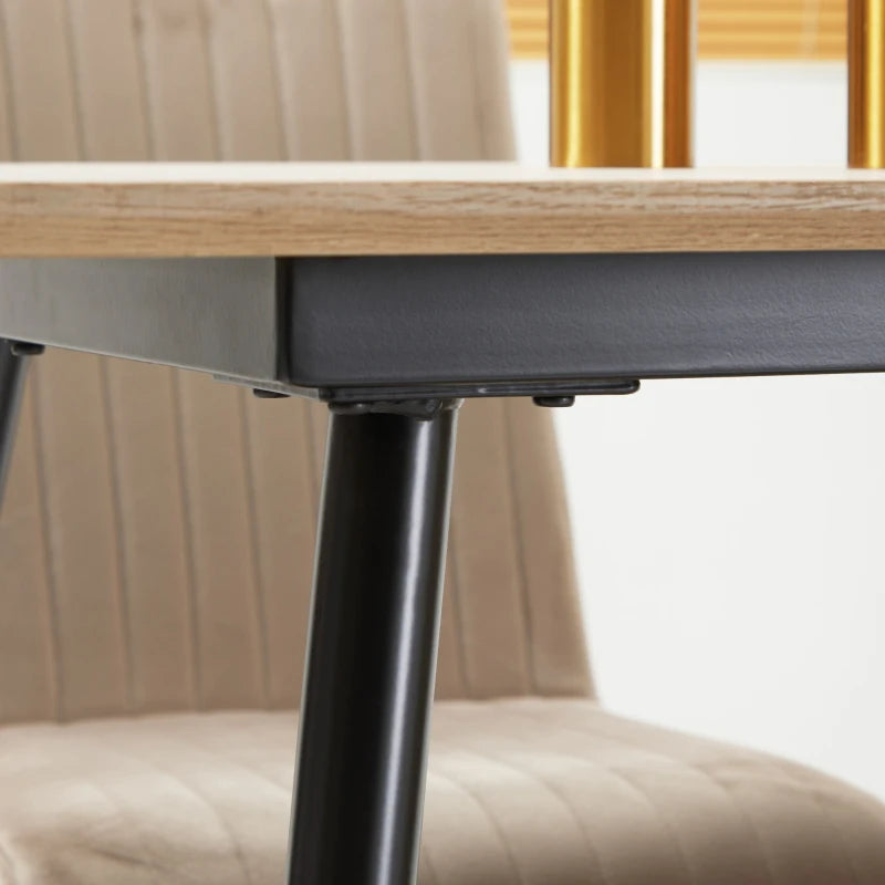 HOMCOM Scandinavian Design Dining Table, Kitchen Table for 4 People, Wood Look, 140 cm x 80 cm x 76 cm, Natural + Black