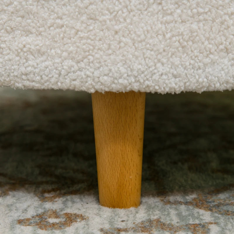 HOMCOM Ottoman Upholstered Ottoman, Teddy Fleece, Hidden Storage, Reversible Lid, 56 cm x 56 cm x 42 cm, White