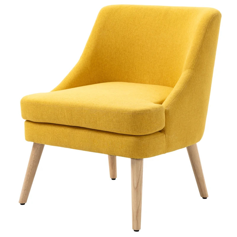 HOMCOM Lounge Chair with Linen Look, Armrest, Upholstered Relax Chair with Wooden Legs, for Living Room, Bedroom, Yellow