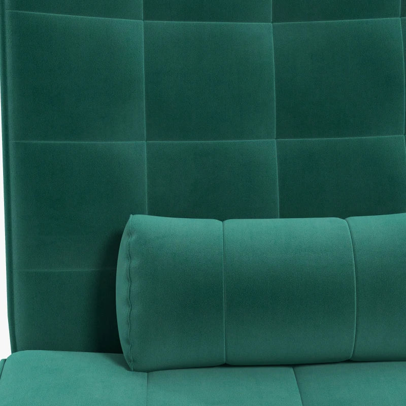 HOMCOM Accent Chair with Footstool Set, Tufted Upholstered Armless Lounge Chair with Pillow and Steel Legs for Living Room, Bedroom, Green