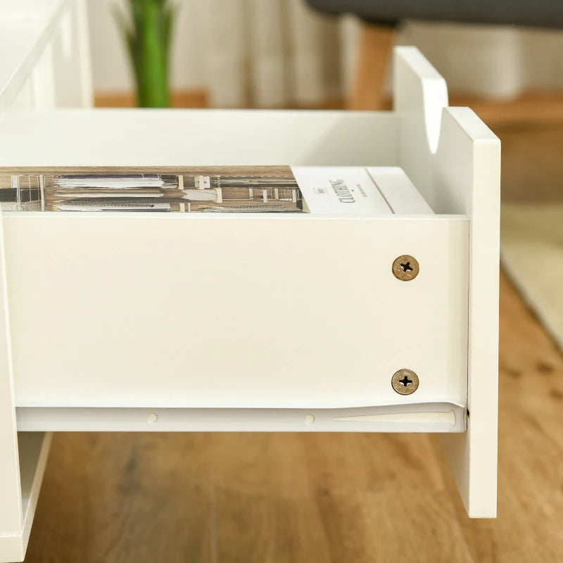 HOMCOM 99cm TV Stand Media Unit Cabinet w/ Shelves Drawers Storage Centre White