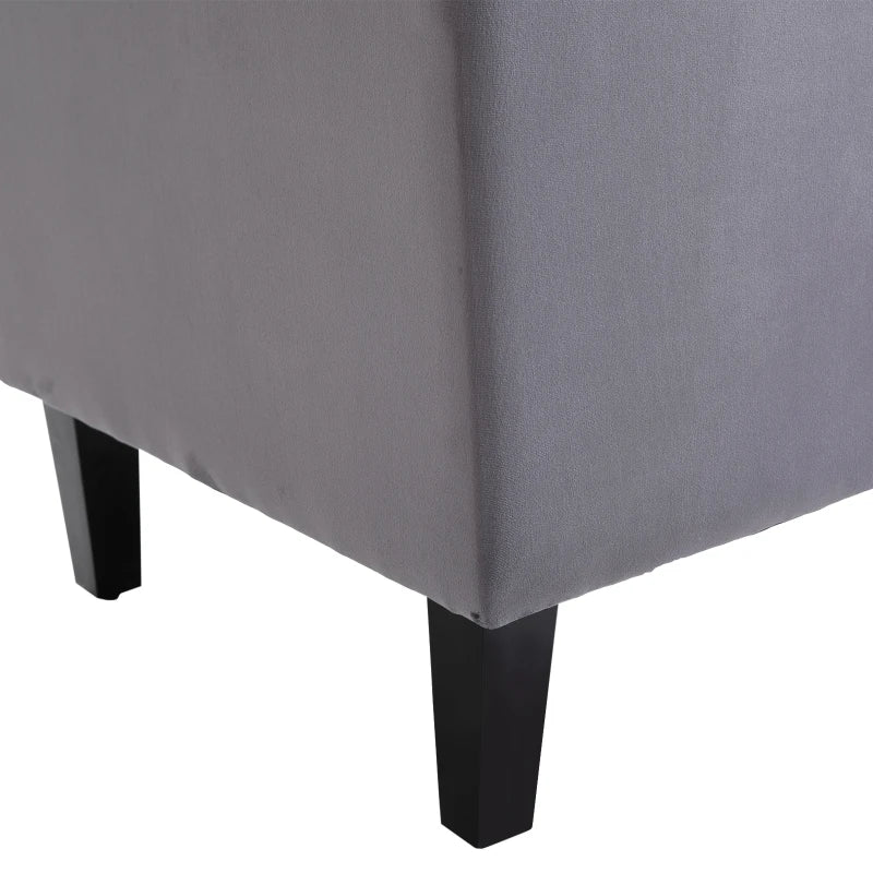 HOMCOM Velvet Fabric Tufted French Style Tall Wingback Accent Chair Home Décor with Extra Wide Seat, Wooden Legs, Grey