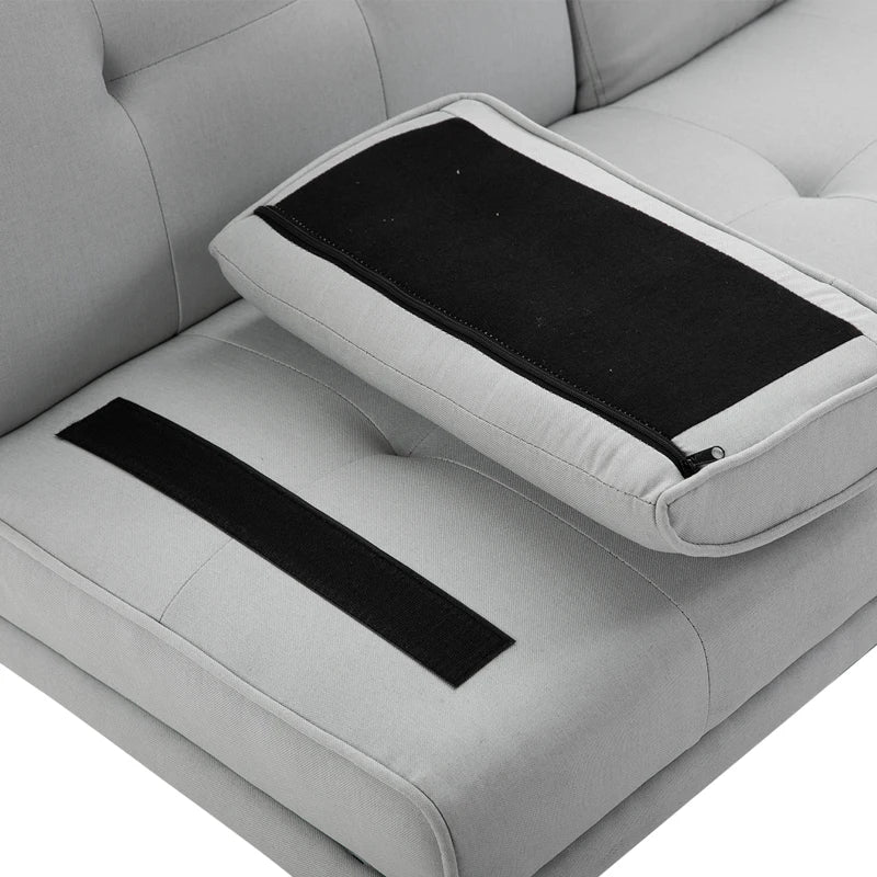 HOMCOM 3 Seater Sofa Bed Convertible Recliner Adjustable Back Thick Cushions w/ Armrest Middle Table Scandi Style Grey