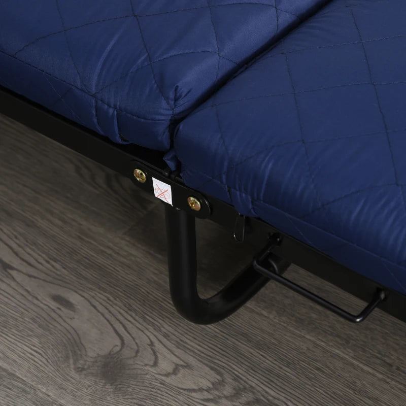 HOMCOM Foldable Guest Bed with 2.25 Inch/6cm Mattress and Adjustable Headrest with 5 Caster Wheels for Easy Storage