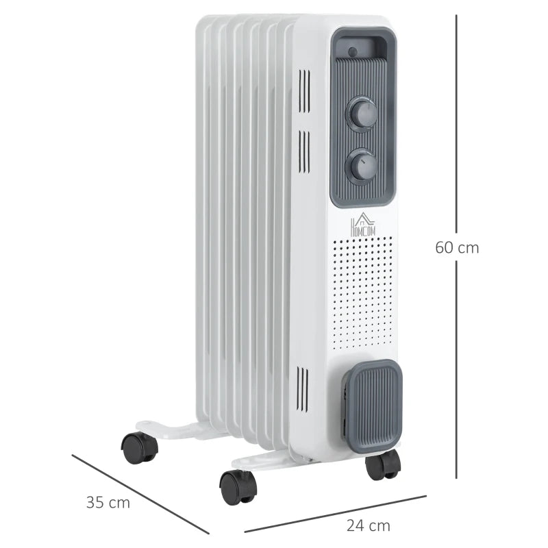 HOMCOM 1630W Oil Filed Radiator with Timer w/ Three Modes Adjustable Thermostat Safety switch, White