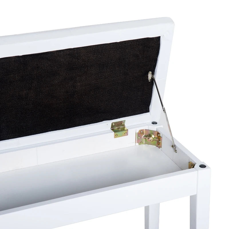 HOMCOM Faux Leather Piano Stool Makeup Dressing Stool Bench Dressing Table Seat with Storage 76x36x50cm,White