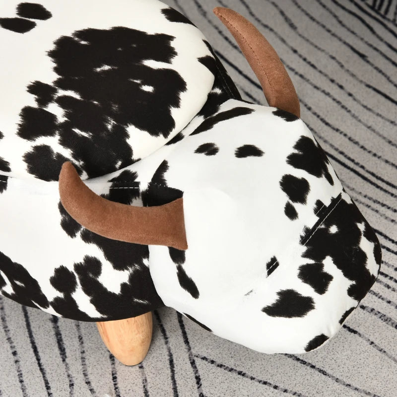 HOMCOM Animal Footrest Kids Storage Ottoman Footstool Shoe Change Stool for Living Room, Cow