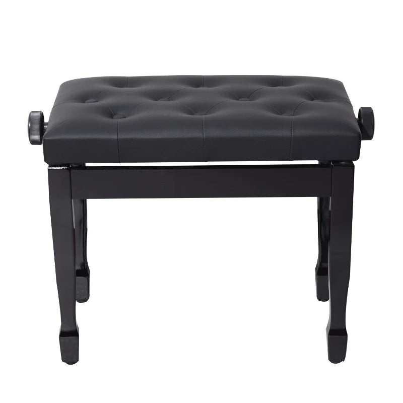 HOMCOM Faux Leather Piano Stool Height Adjustable Keyboard Bench Dressing Table Seat 64(L) x 35(W) x 45/55(H)cm,Black